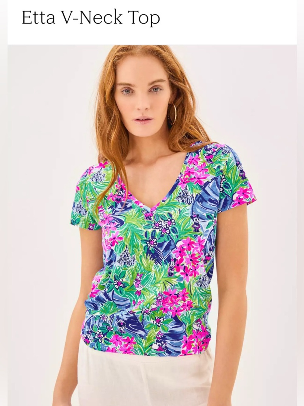 NWT Lilly Pulitzer x Disney VNeck Tee in Resort White Disney Dreamin Size Large